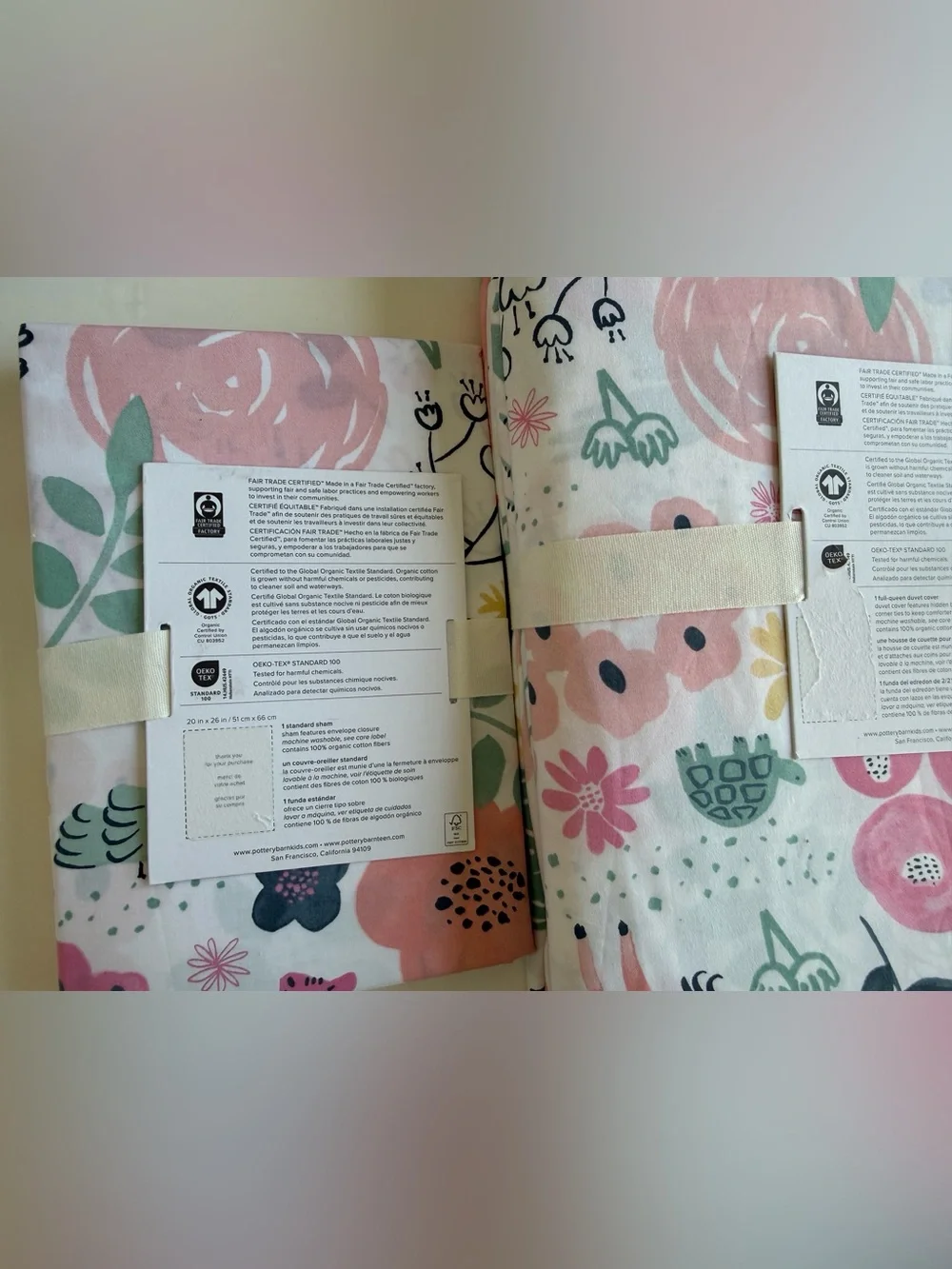 Pottery Barn Kids Sasha's Garden Organic F/Q Duvet Cover & Shams NWT Retail $204